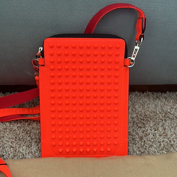 Christian Louboutin - Loubilab Spiked Leather Crossbody Bag - Sunrise Orange - Picture 2 of 7